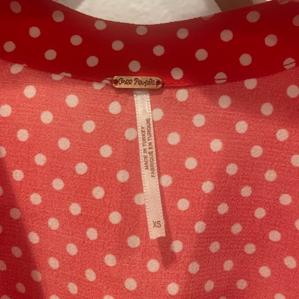 SOLD-Free People Red Polkadot Blouse - Picture 4 of 6